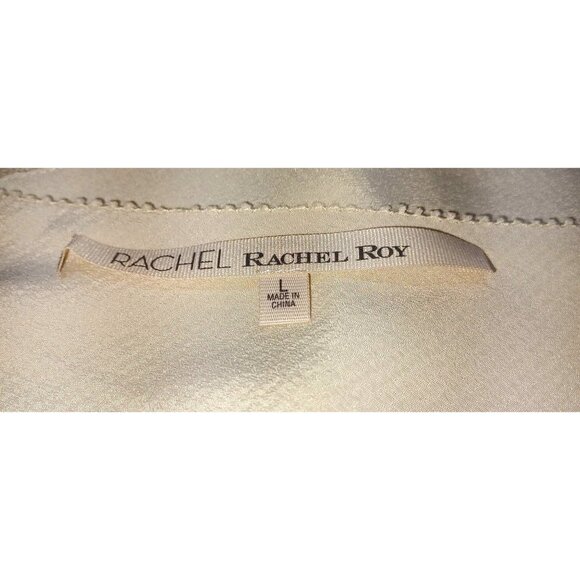 Rachel Roy Asymmetric Lace Trim Top Womens L Cream Soft Feminine Romantic - Picture 4 of 7